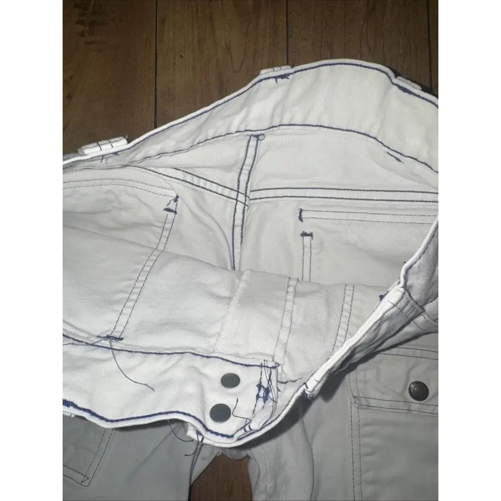 Levi’s Black Gold Tab Big E White Fatigue Cargo Pants With Blue Stitching 30x30